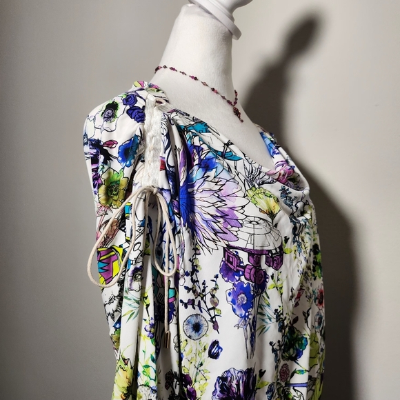 Roberto Cavalli Luxury White Jersey Astro Garden Floral Robot Dress MSRP $1190 - Picture 4 of 14